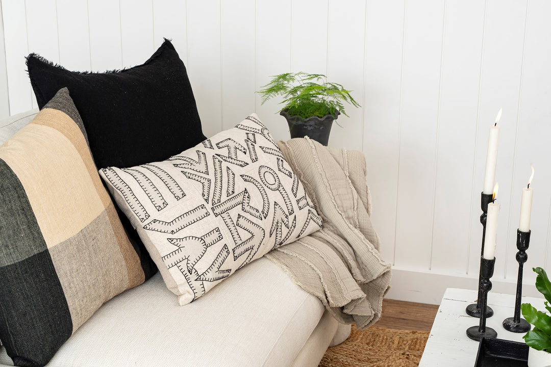 Kuba Patch Pillow - tone on tone