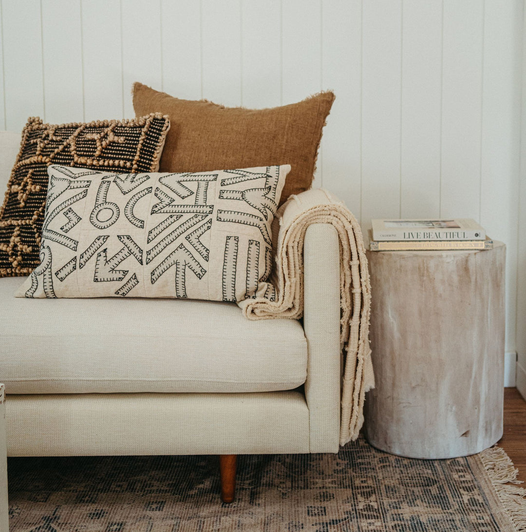 Kuba Patch Pillow - tone on tone