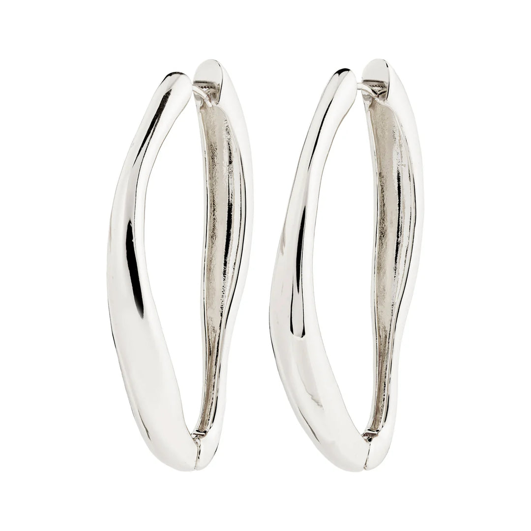 Dune Hoop Earrings - silver