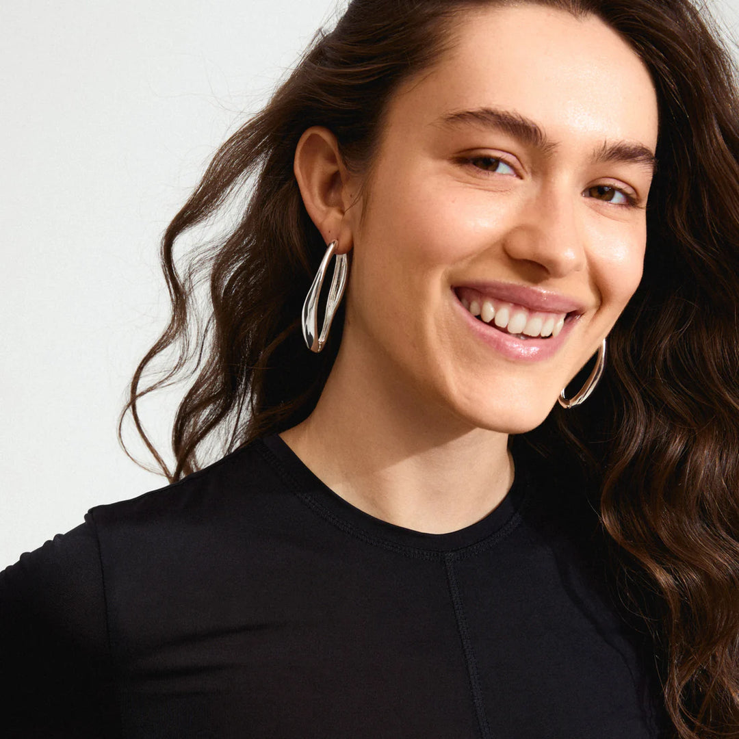 Dune Hoop Earrings - silver