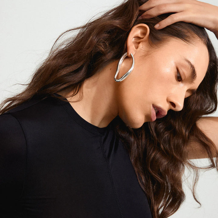 Dune Hoop Earrings - silver