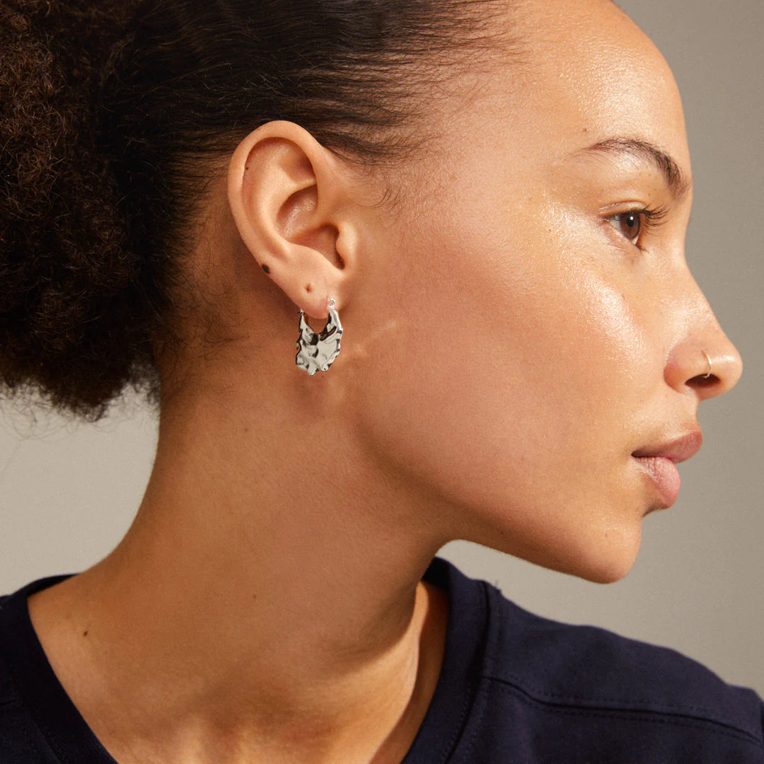 Flow Hoop Earrings - silver