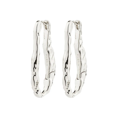 Believe Oval Hoop Earrings - silver