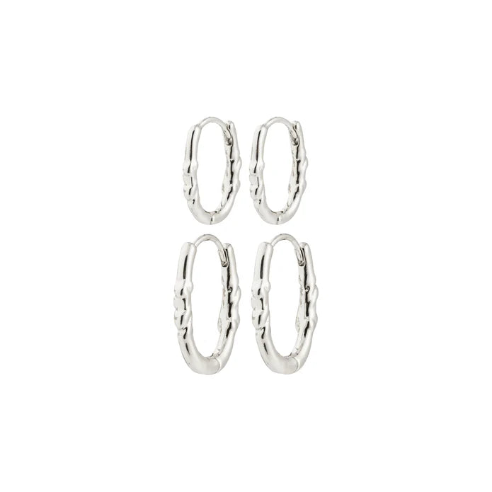 Sense Hoop Earrings Set/2 - silver