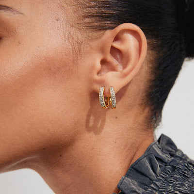 Bloom Crystal Hoop Earrings - gold