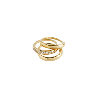 Bloom Crystal Ring 3 in 1 set - gold