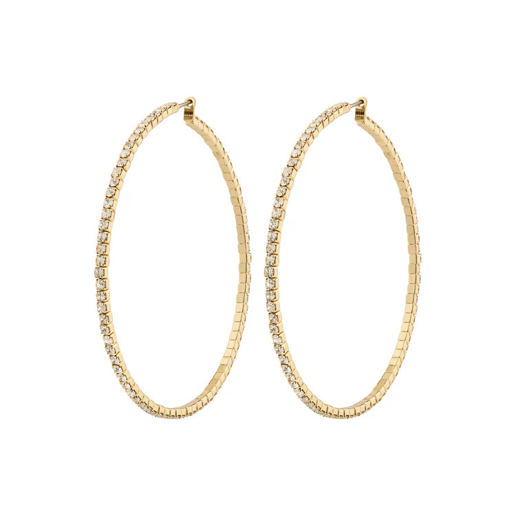 Sidney Crystal Hoop Earrings - gold