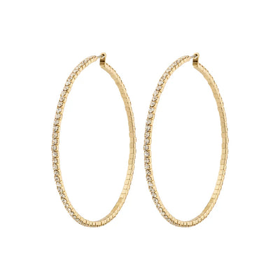 Sidney Crystal Hoop Earrings - gold