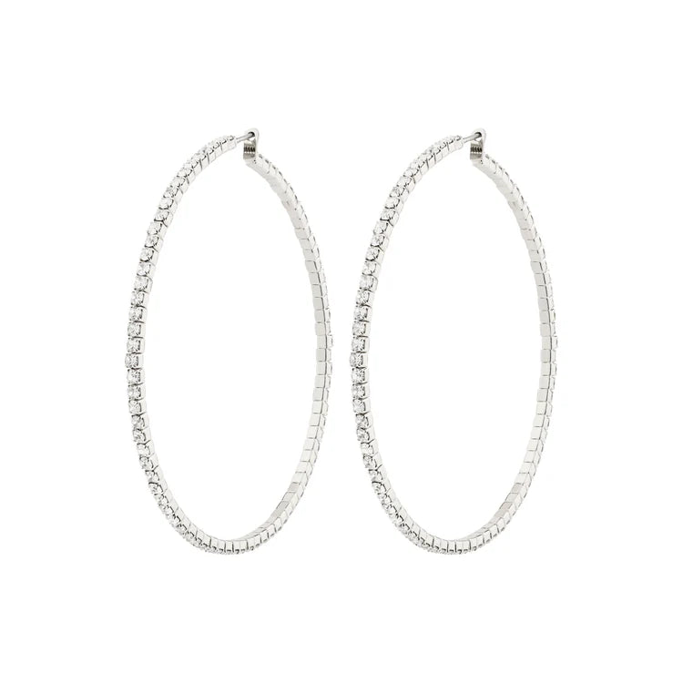 Sidney Crystal Hoop Earrings - silver