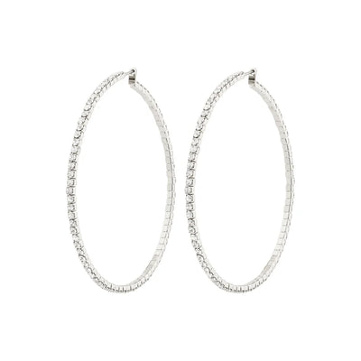 Sidney Crystal Hoop Earrings - silver