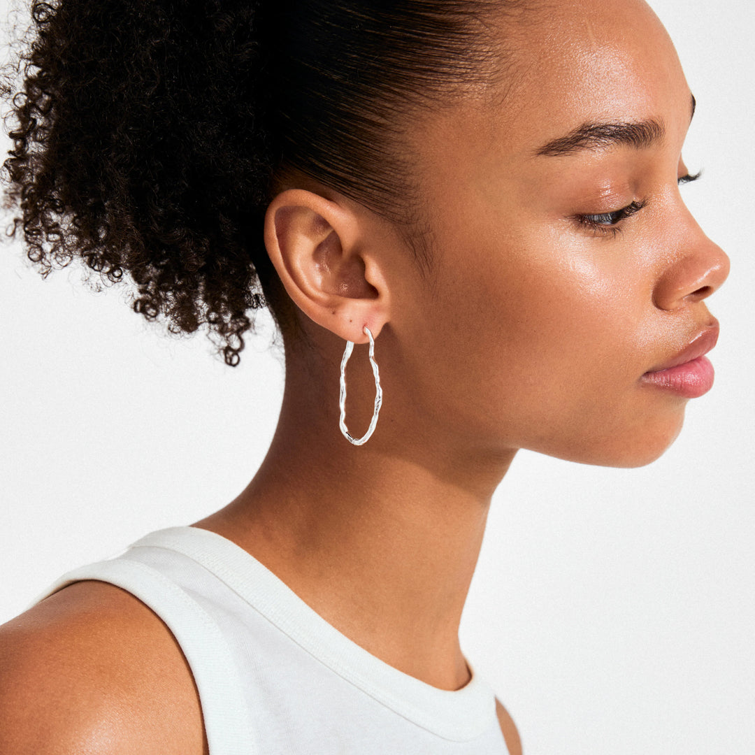 Timber Hoop Earrings - silver
