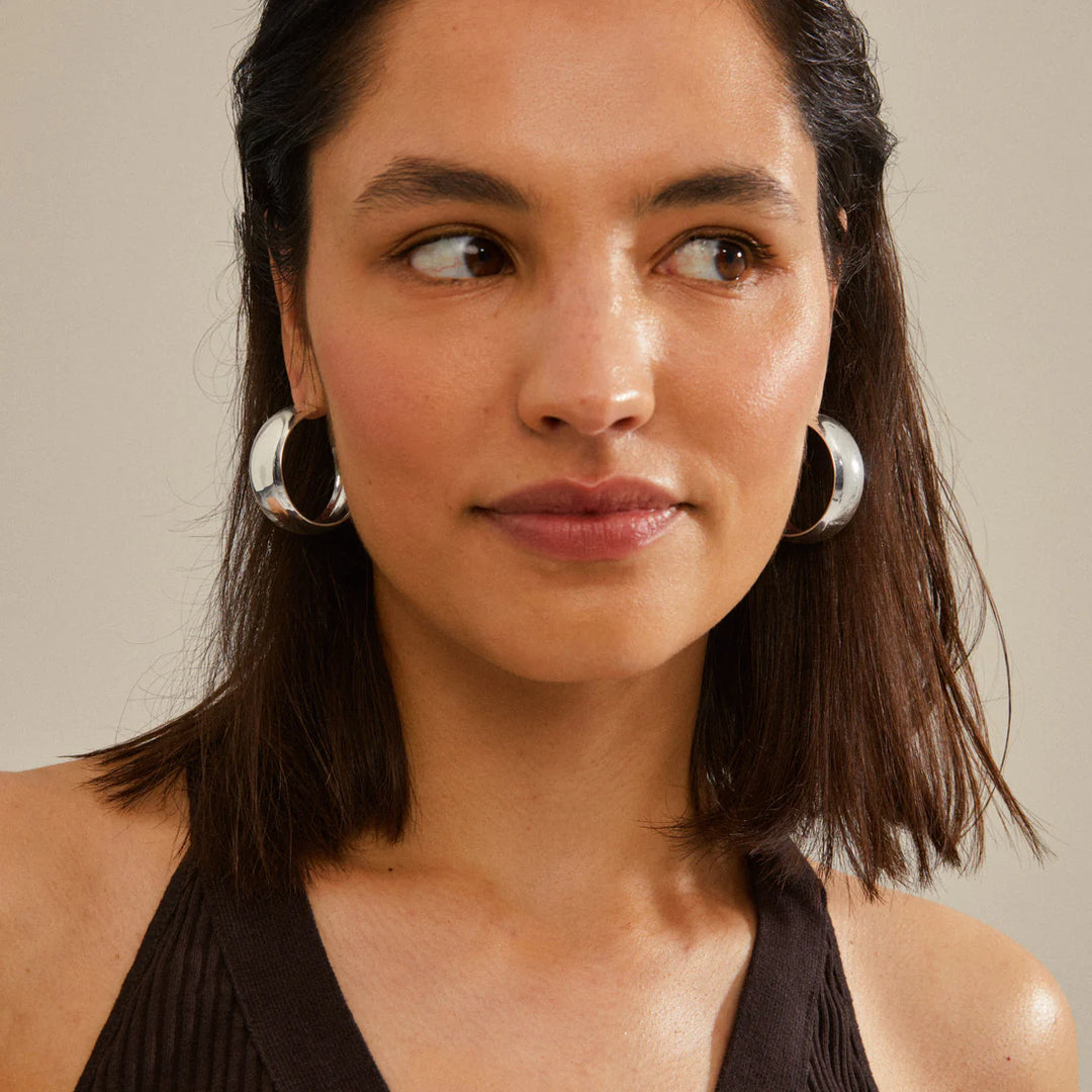 Naia Mega Chunky Hoops - silver