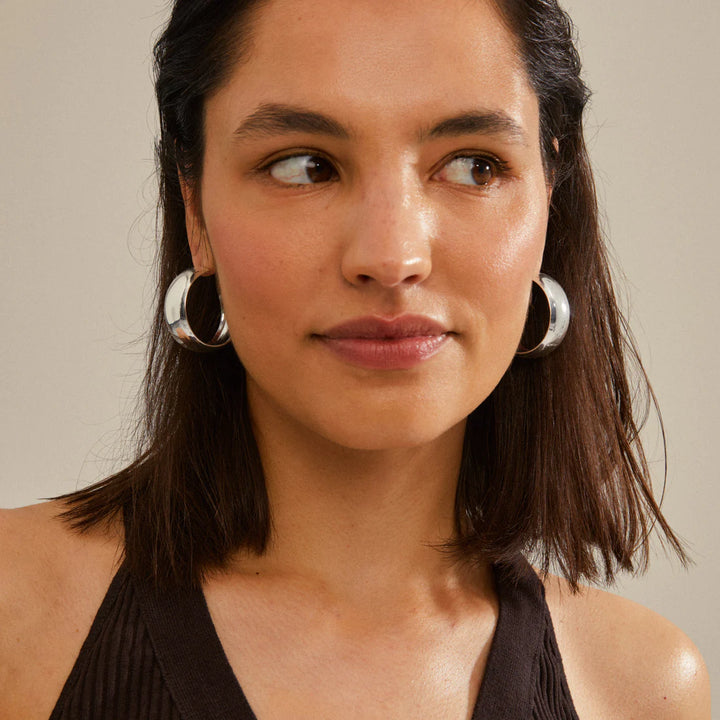 Naia Mega Chunky Hoops - silver