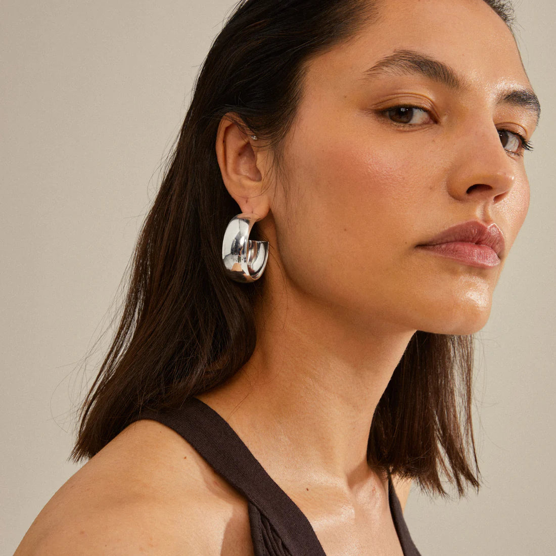 Naia Mega Chunky Hoops - silver