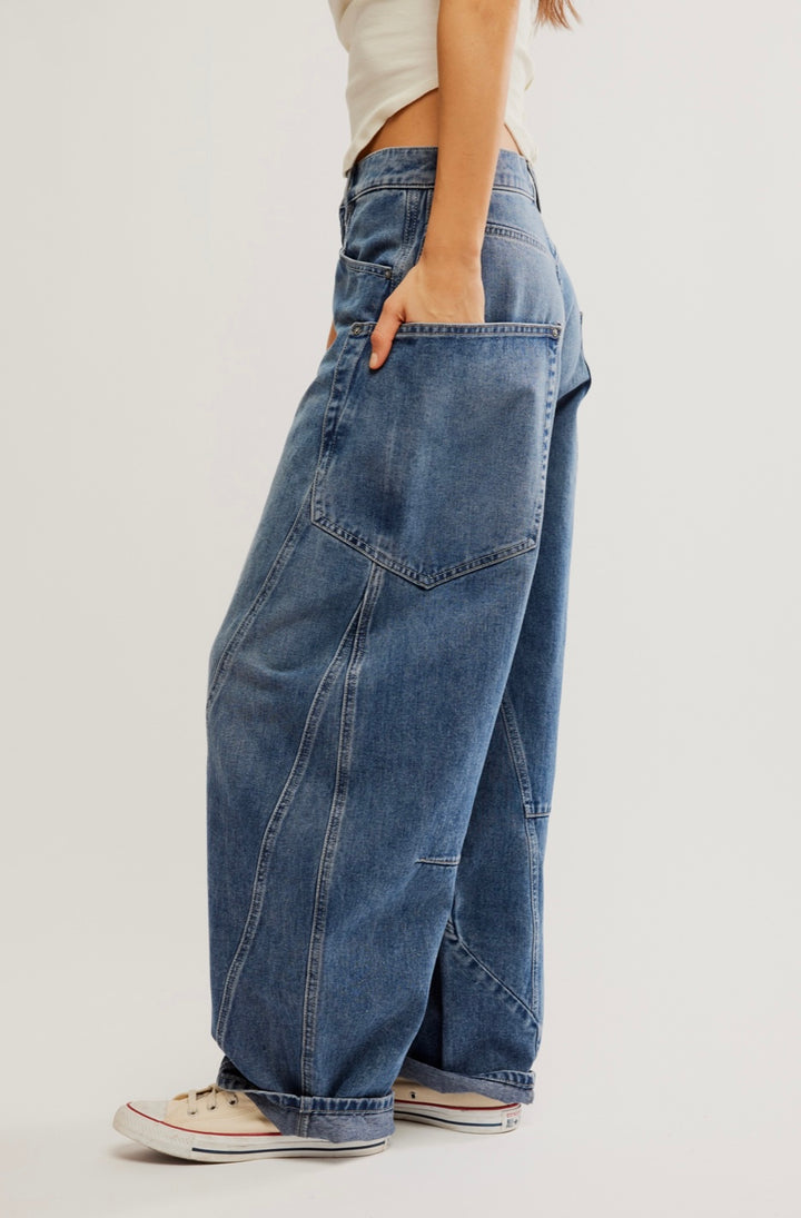 Free People Sugar &amp; Spice Barrel Jeans - beatrix indigo