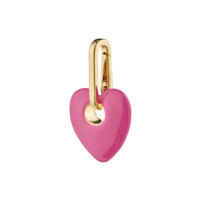 Pink Heart Pendant Charm - gold