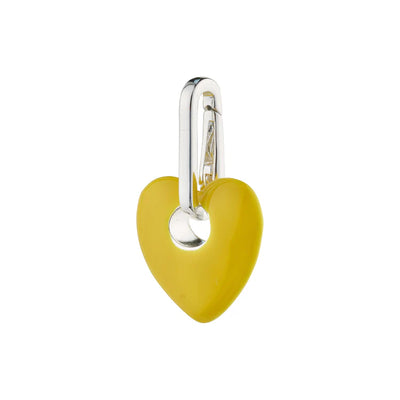 Yellow Heart Pendant Charm - silver