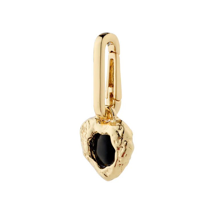 Black Agate Pendant Charm - gold