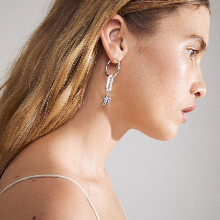 Charm Hoop Earrings - large silver