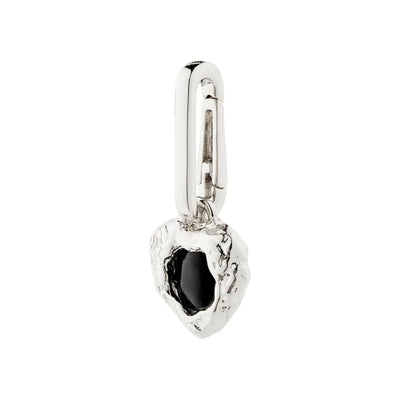 Black Agate Pendant Charm - silver