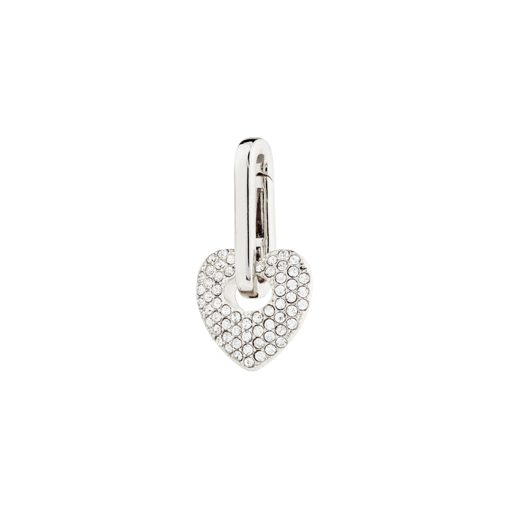 Crystal Heart Pendant Charm - silver