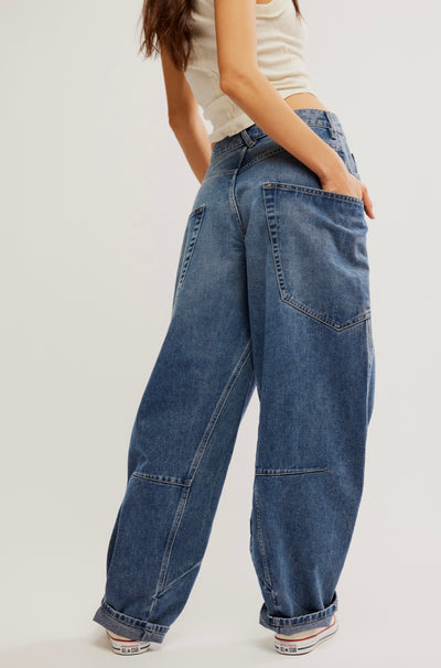 Free People Sugar & Spice Barrel Jeans - beatrix indigo