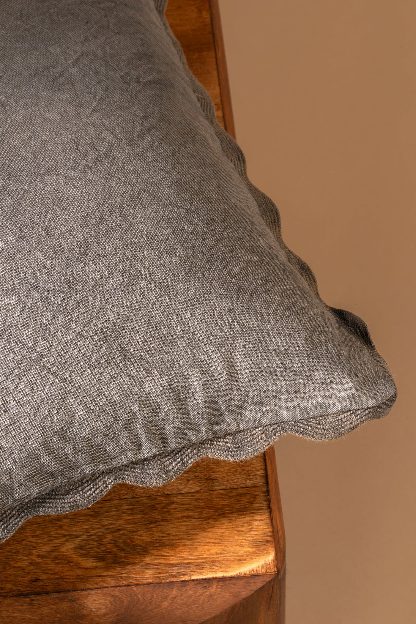 Scalloped Edge Pillow - charcoal