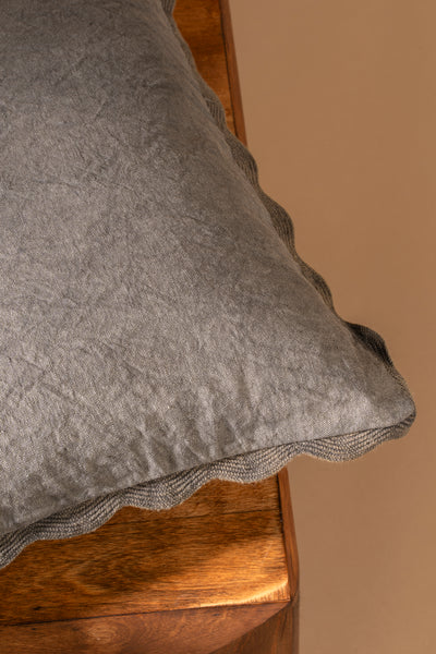Scalloped Edge Pillow - charcoal