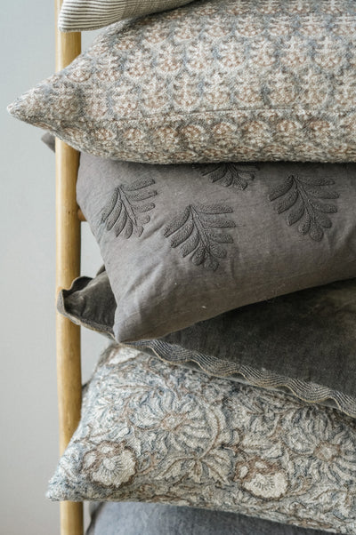 Velvet Scallop Pillow - charcoal