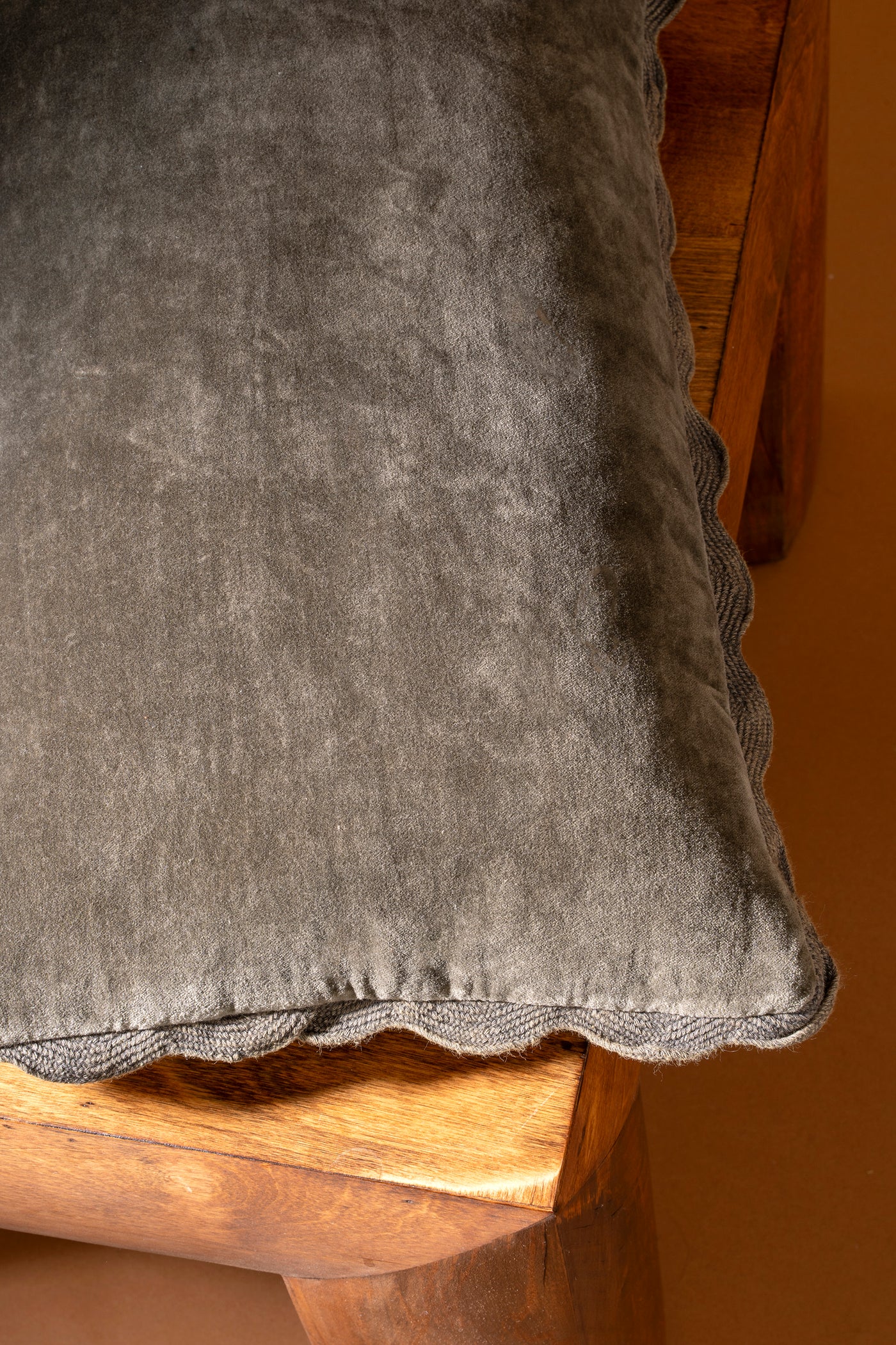 Velvet Scallop Pillow - charcoal