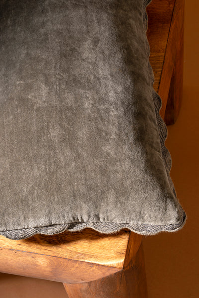 Velvet Scallop Pillow - charcoal