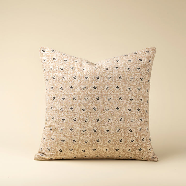 Clover Block Print Kantha Pillow