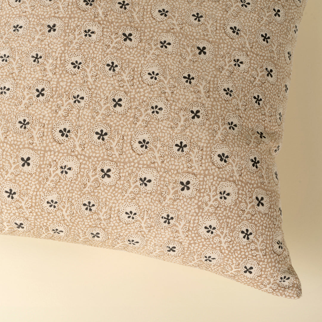 Clover Block Print Kantha Pillow
