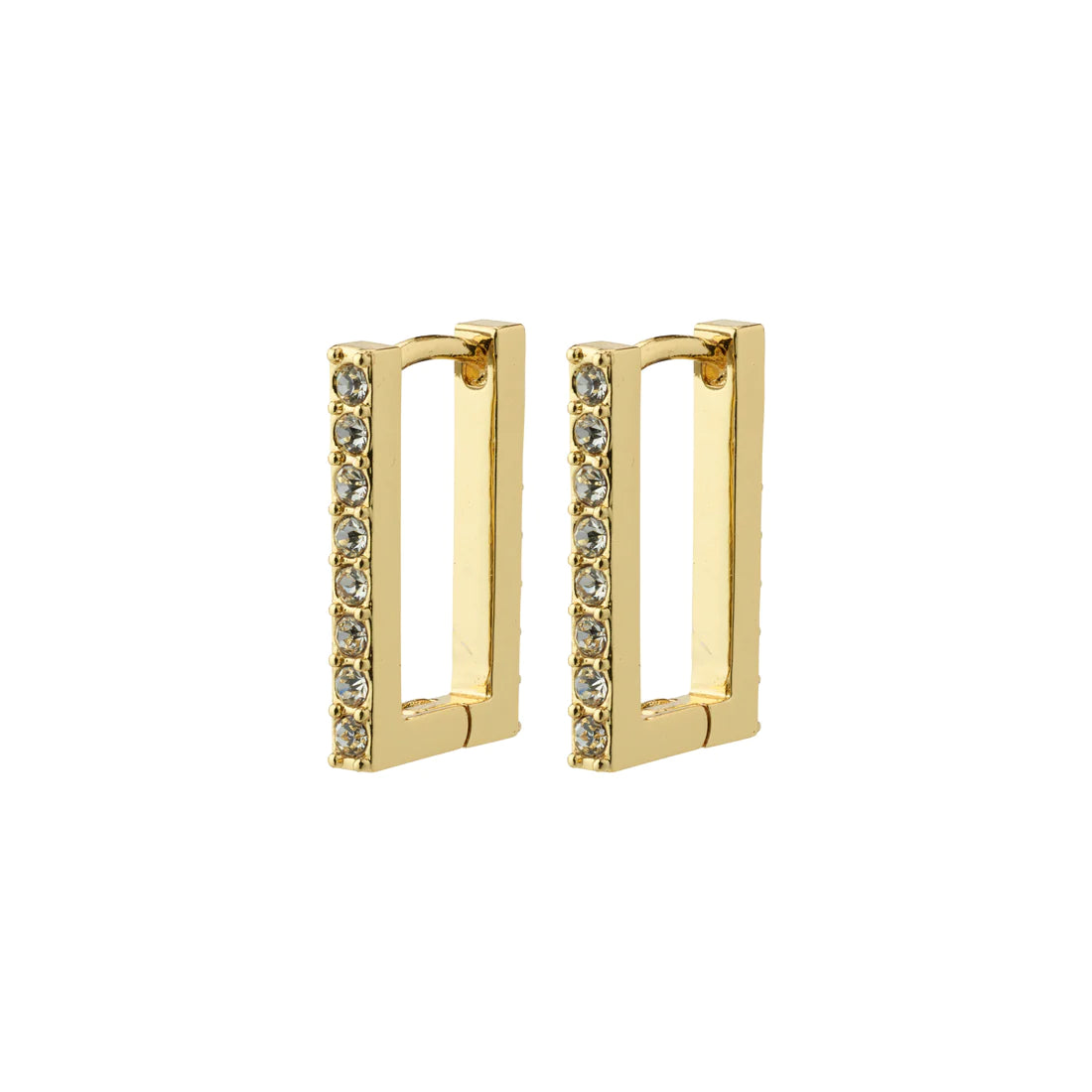 Coby Crystal Square Hoop Earrings - gold