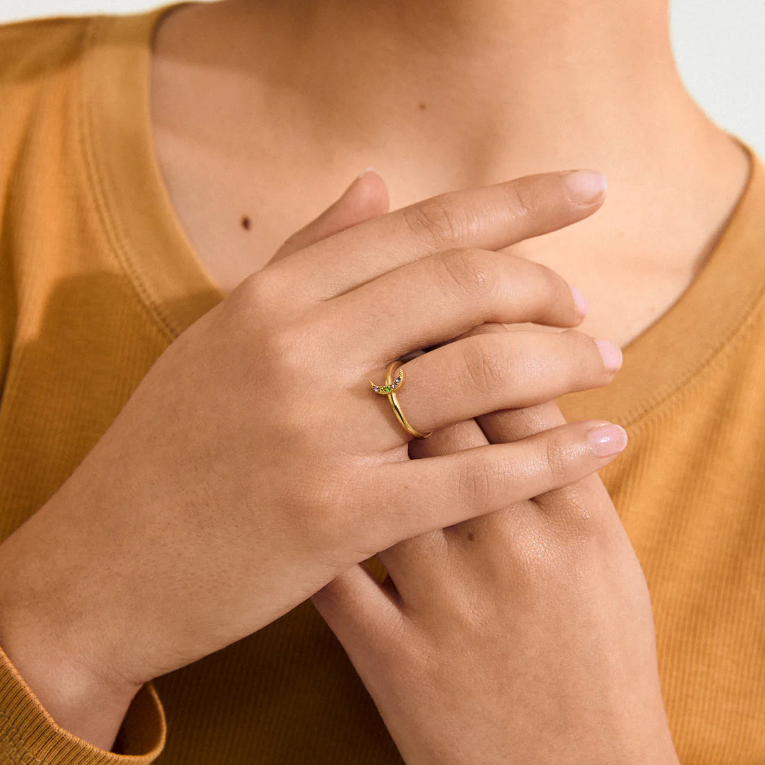 Lulu Moon Stacking Ring - gold