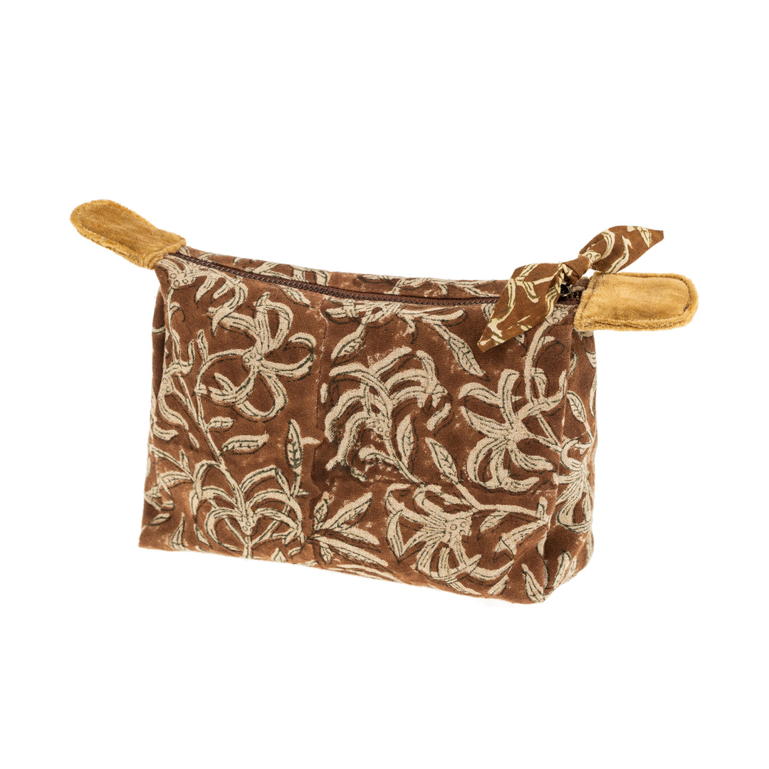 Saffron Block Printed Pouch
