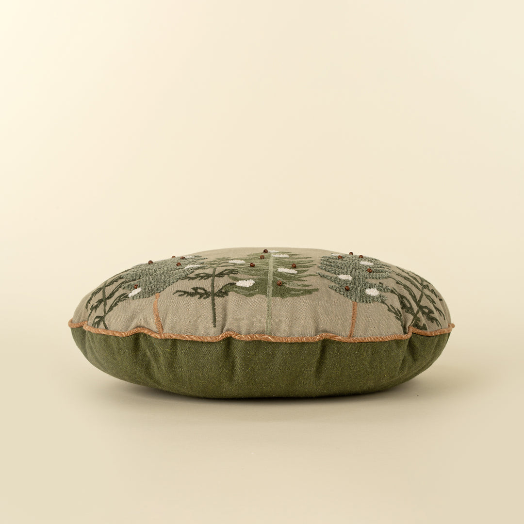 Alpine Trees Round Pillow