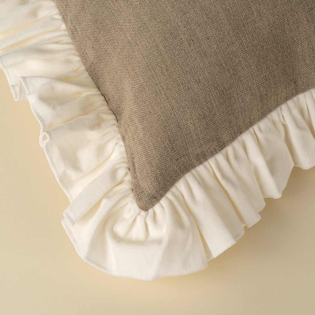 Velvet Ruffle Linen Pillow