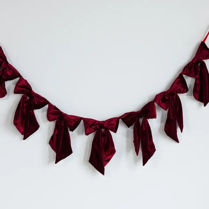 Velvet Bow Garland - red