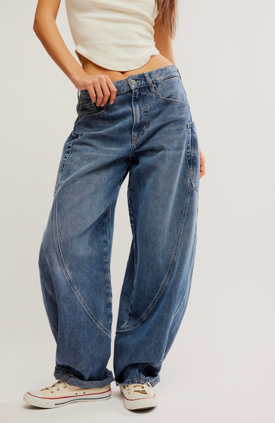 Free People Sugar &amp; Spice Barrel Jeans - beatrix indigo