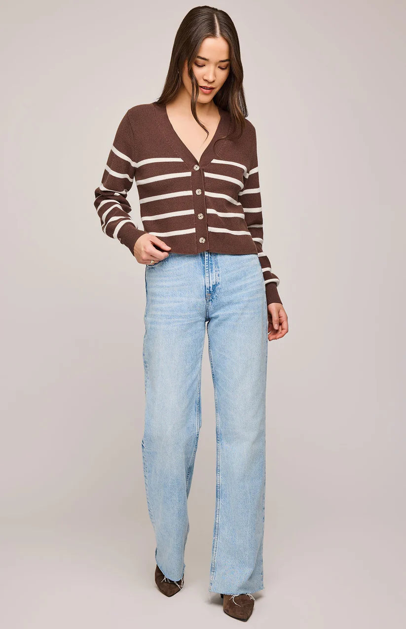 Eden Striped Cardigan - brunette stripe