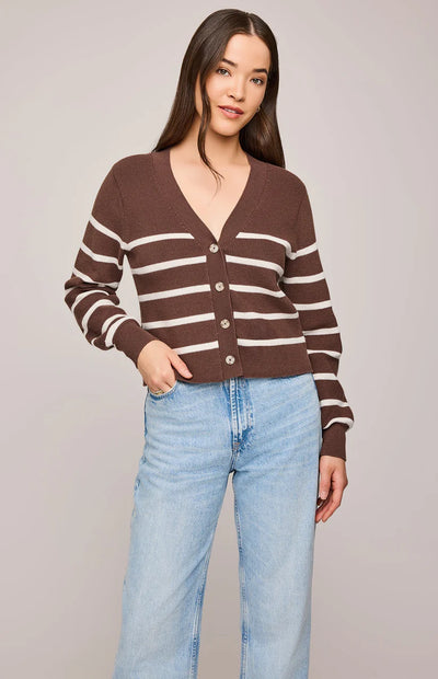 Eden Striped Cardigan - brunette stripe