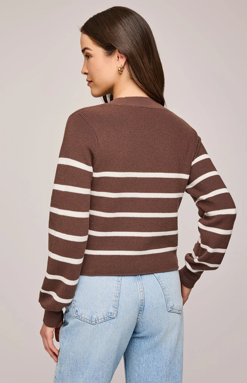 Eden Striped Cardigan - brunette stripe