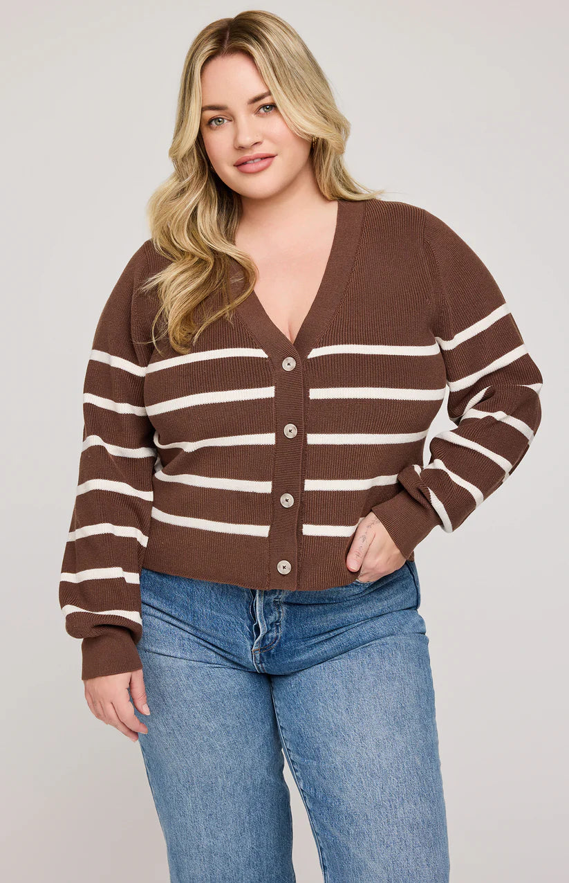 Eden Striped Cardigan - brunette stripe