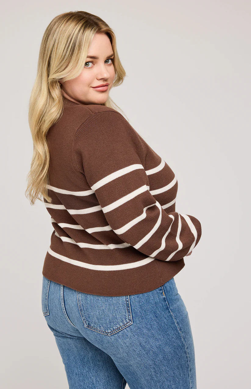 Eden Striped Cardigan - brunette stripe