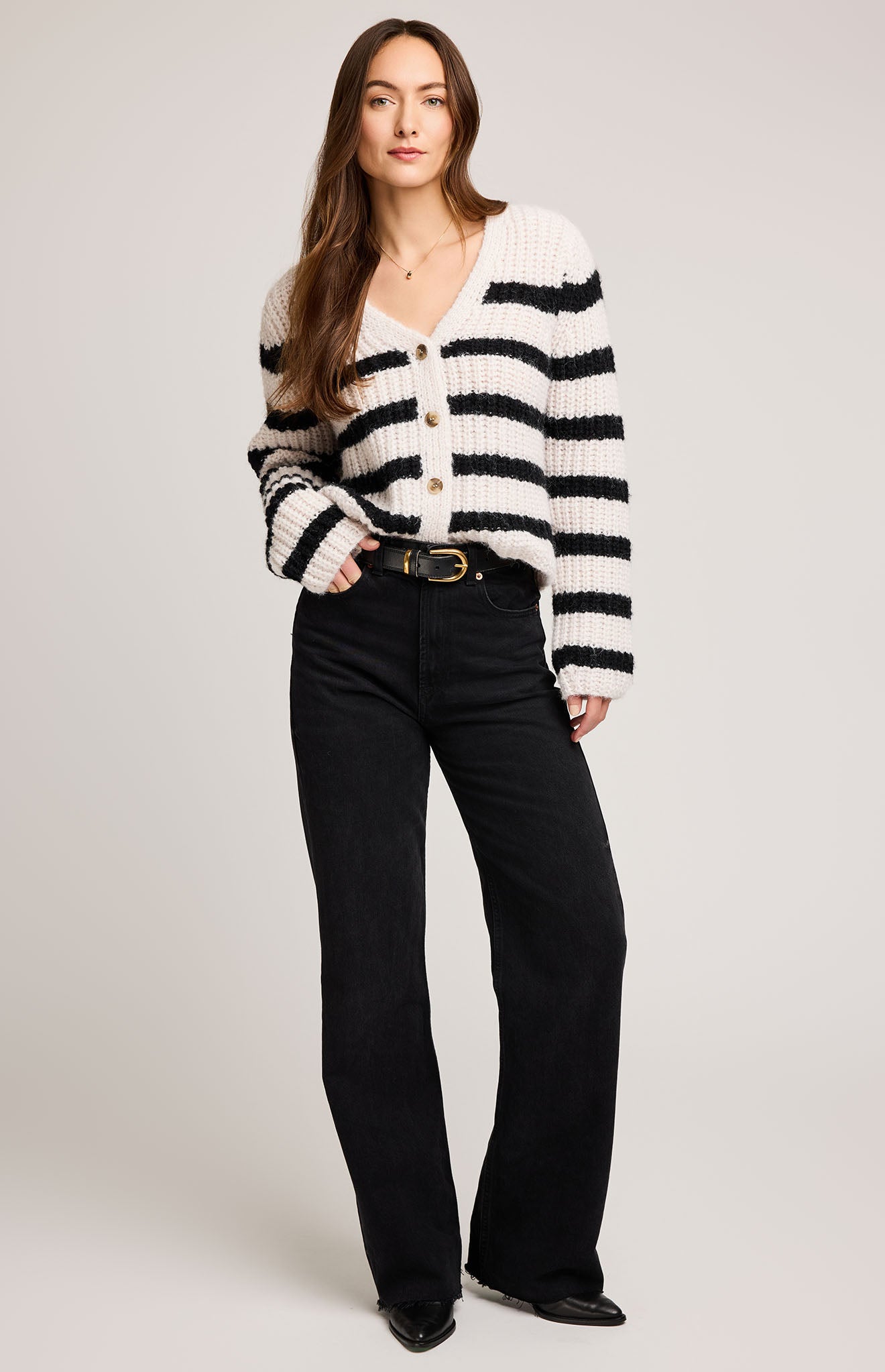 Melanie Cardigan - black stripe