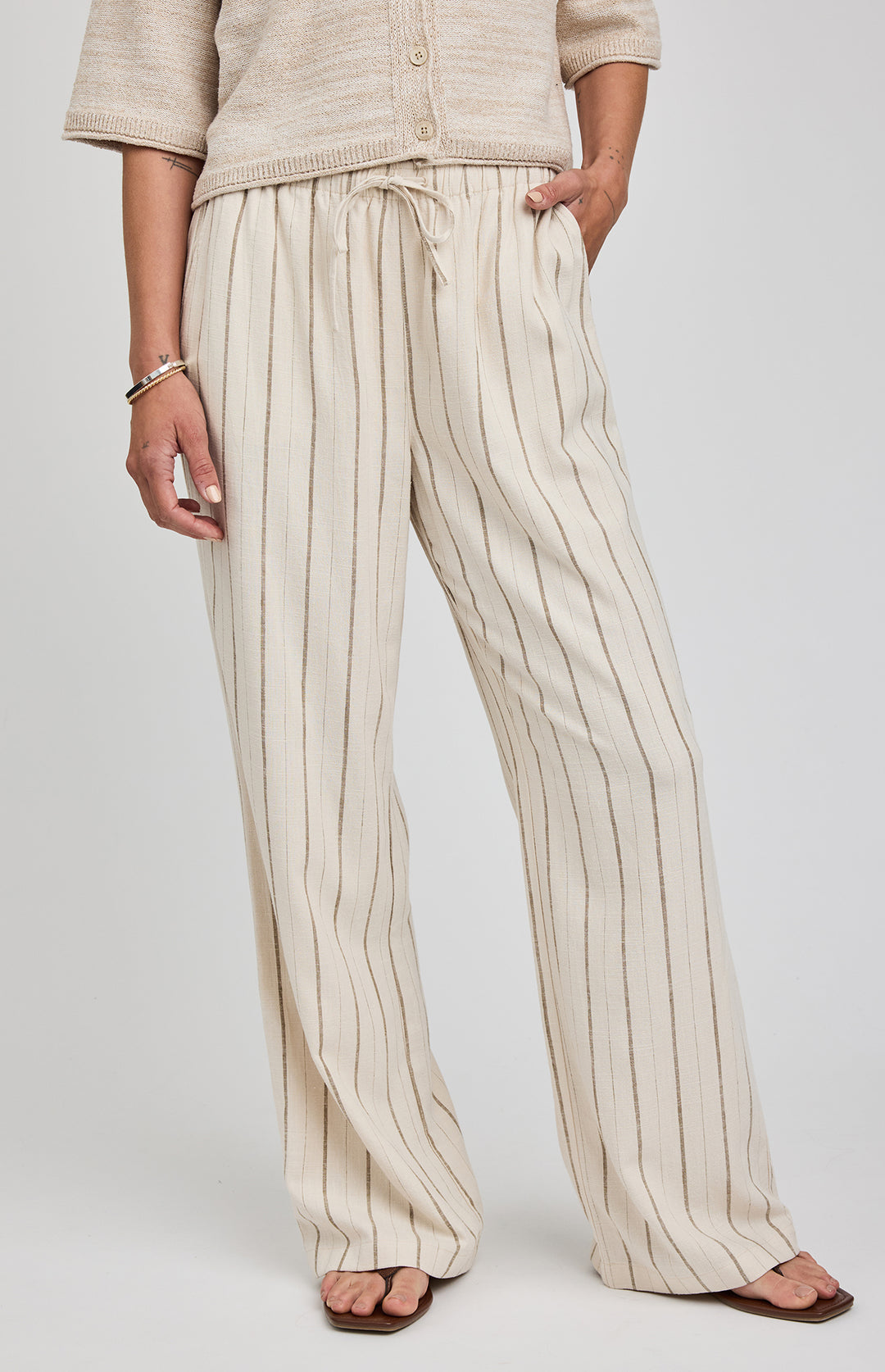 Finley Pant - linen stripe