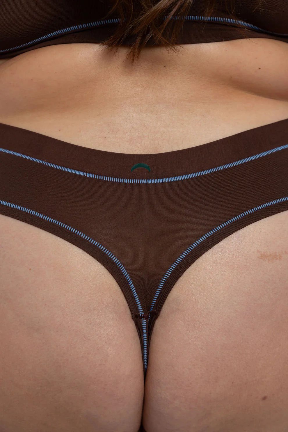 Huha Thong Undies - brown + sky blue