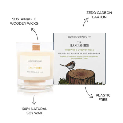 The Hampshire - Rosewood and Velvet Moss Candle