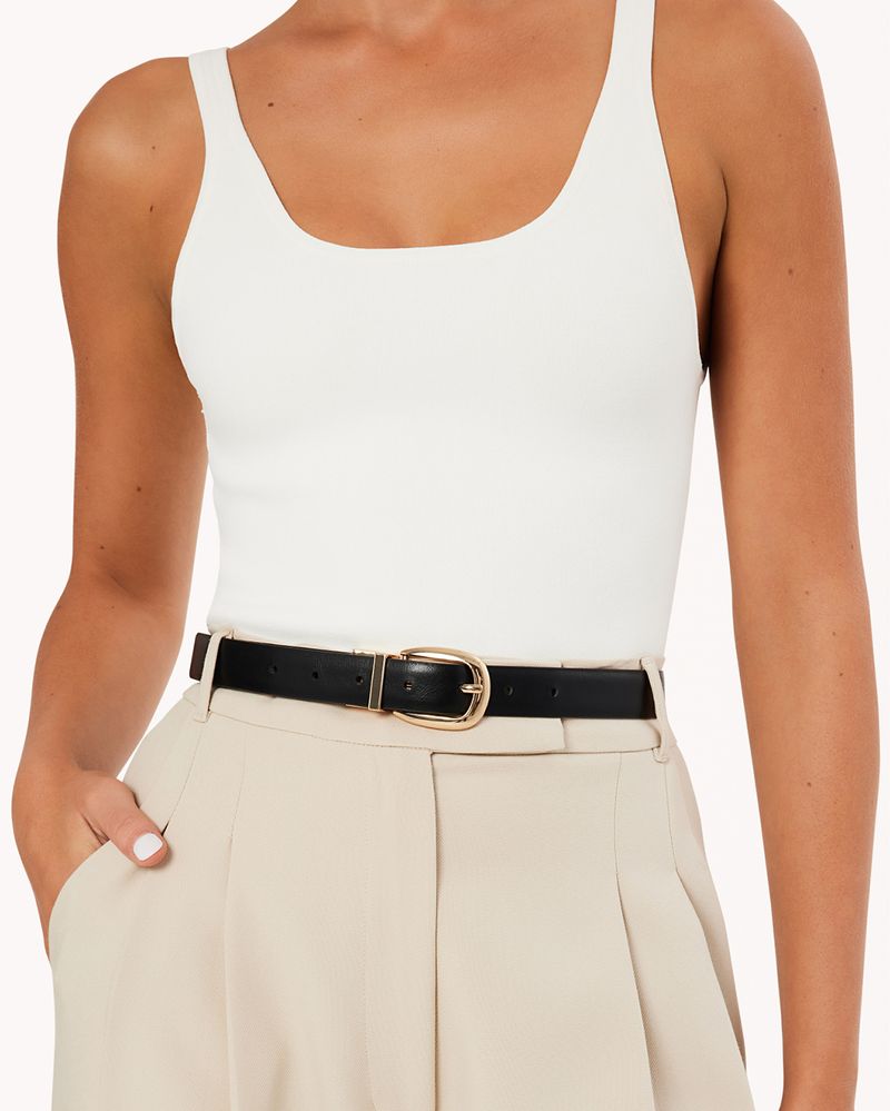 Caroline Reversible Belt - dark cacao/black